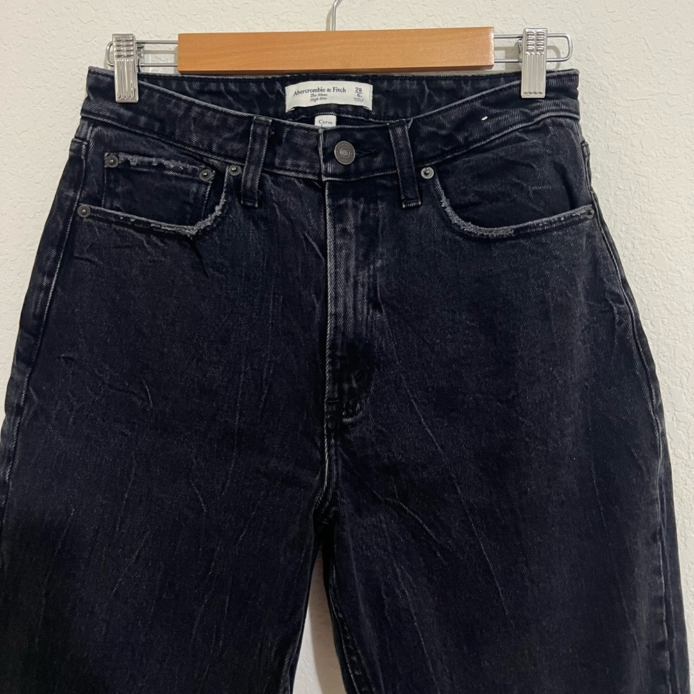 Abercrombie Curve Love High Rise Washed Mom Jeans